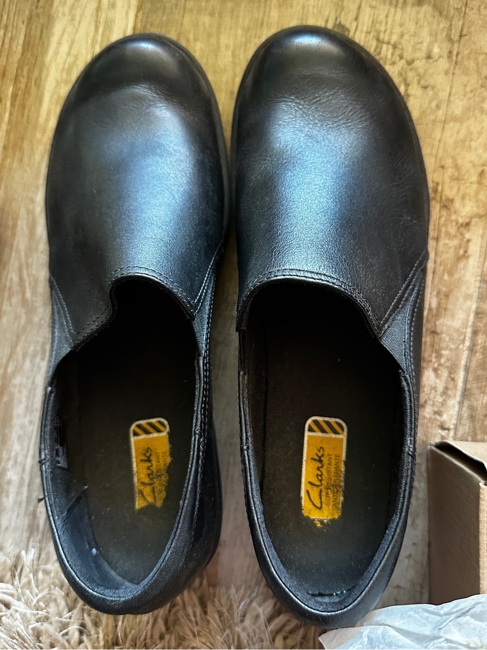 Clarks Black Slip-On Leather Casual Work Loafers